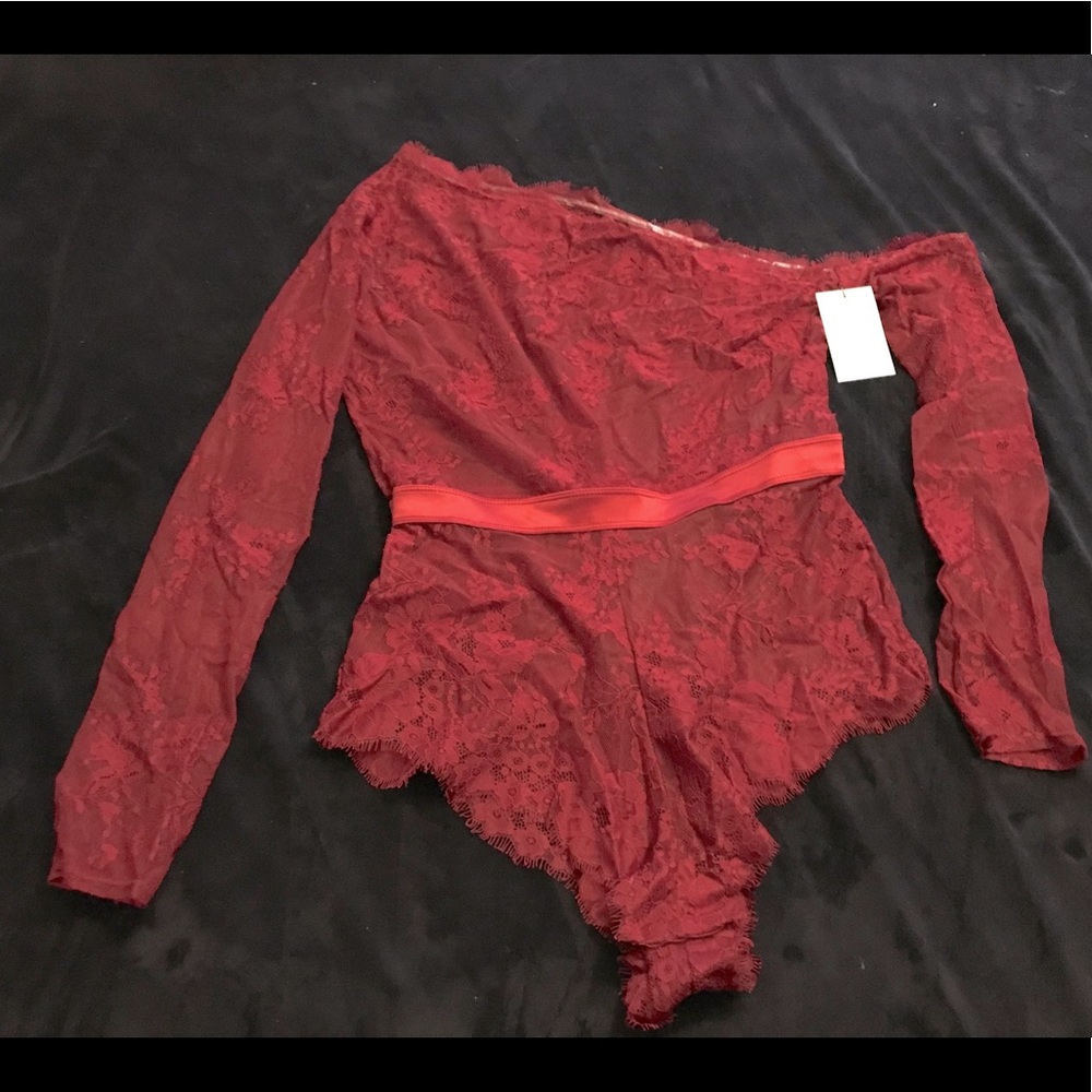 Fredricks of Hollywood burgundy lace lingerie
